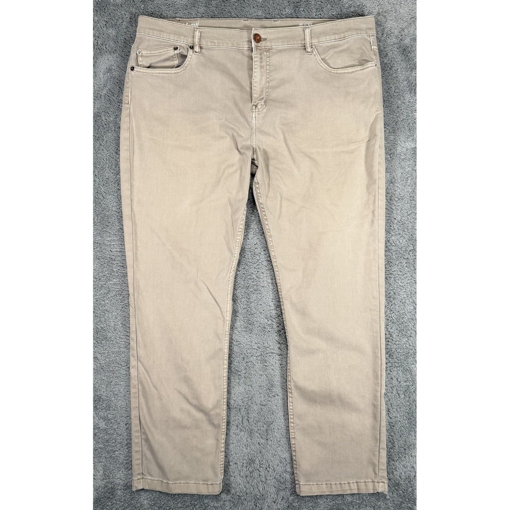 Mugsy Bucks Jeans Mens 42x29* Khaki Denim Stretch Straight Leg Relaxed Fit